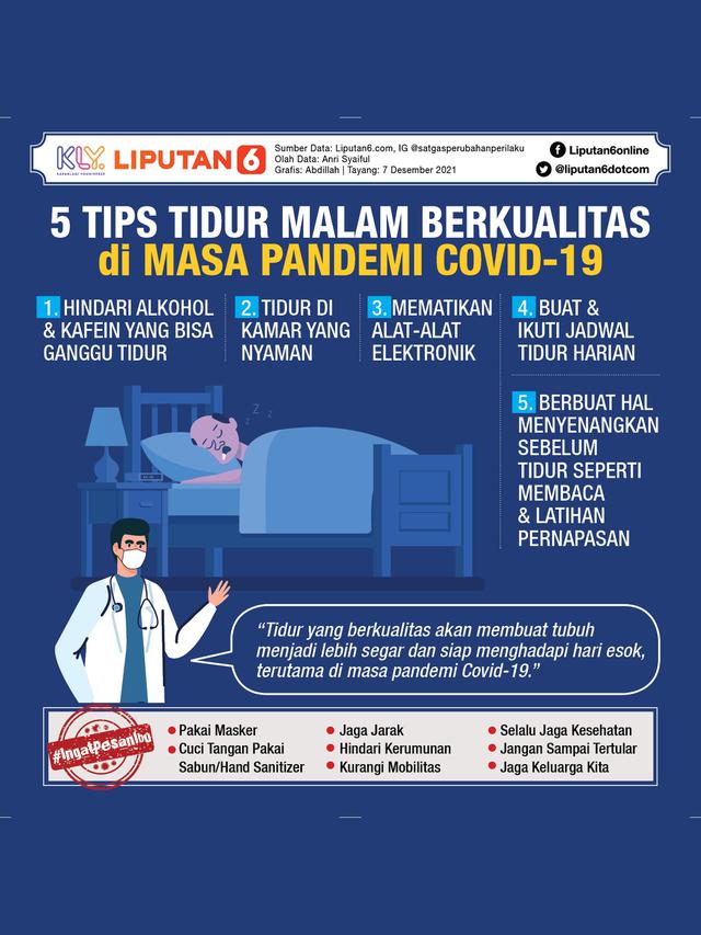 <span>Infografis 5 Tips Tidur Malam Berkualitas di Masa Pandemi Covid-19. (Liputan6.com/Abdillah)</span>