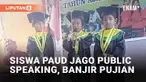 Tidak semua orang memiliki keahlian public speaking. Namun berbeda dengan siswa-siswi PAUD ini, mereka mampu berbicara di depan umum. Kemampuan ketiganya terekam saat acara perpisahan PAUD.