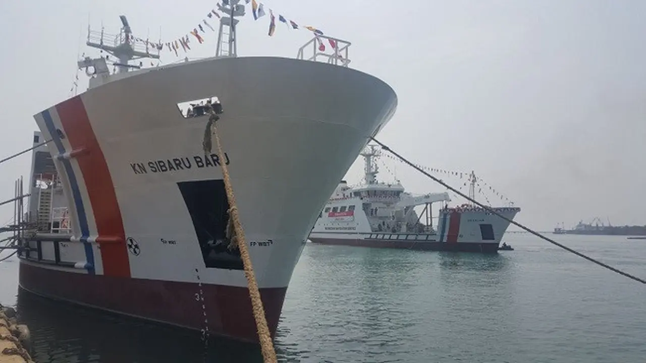 Kemenhub meluncurkan Kapal Induk Perambuan KN Kalian di Galangan Kapal PT Caputra Mitra Sejati, Serang Banten pada pada hari Kamis (10/8/2017). (DOk Kemenhub)