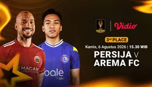 Piala Presiden 3rd Place - Persija vs Arema FC: Perebutan Gengsi di Tempat Ketiga Hanya di Vidio
