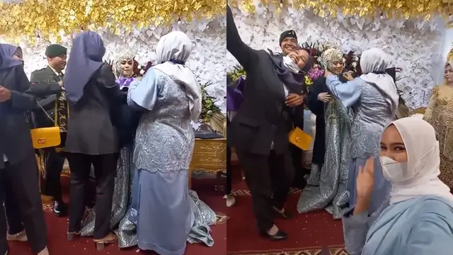 Seorang pengantin wanita wisuda sambil menikah