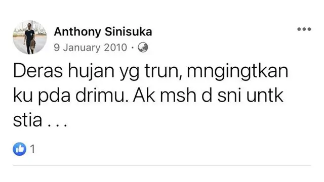 7 Status Facebook Lawas Anthony Ginting Saat Remaja Ini Kerap Galau Karena Asmara
