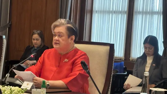 Menteri Luar Negeri Filipina Theresa Lazaro di Kemlu RI, Jakarta, Kamis (23/4/2026).