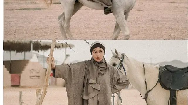 Potret Dara Arafah Berkuda dan Memanah di Gurun Pasir (credit: instagram/daraarafah)