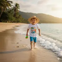 Outfit Anak Laki-Laki saat Liburan di Pantai (Foto: Gemini AI)