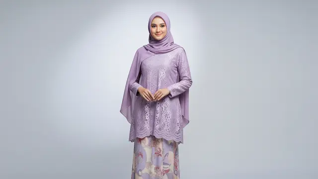 Gamis Batik Brokat Kombinasi Warna Pastel