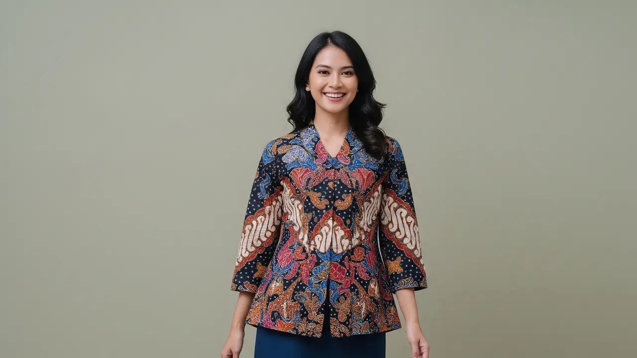 Model Baju Batik yang Cocok dengan Rok Polos untuk Acara Formal Hingga Casual/Ilustrasi gambar oleh AI
