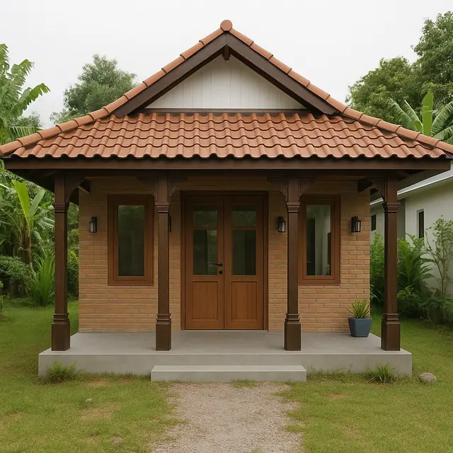 Inspirasi Rumah Sederhana dengan Pilar Klasik/AI