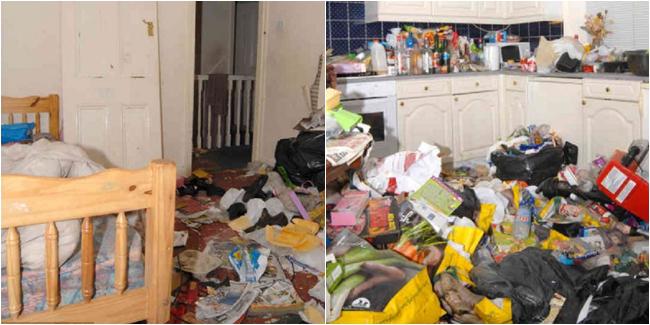 Kondisi rumah Amanda yang penuh sampah | Courtesy DailyMail.co.uk