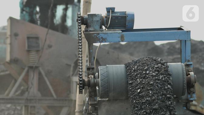 Aktivitas pekerja saat mengolah batu bara di Pelabuham KCN Marunda, Jakarta, Minggu (27/10/2019). Berdasarkan data ICE Newcastle, ekspor batu bara Indonesia menurun drastis 33,24 persen atau mencapai 5,33 juta ton dibandingkan pekan sebelumnya 7,989 ton. (merdeka.com/Iqbal S Nugroho)
