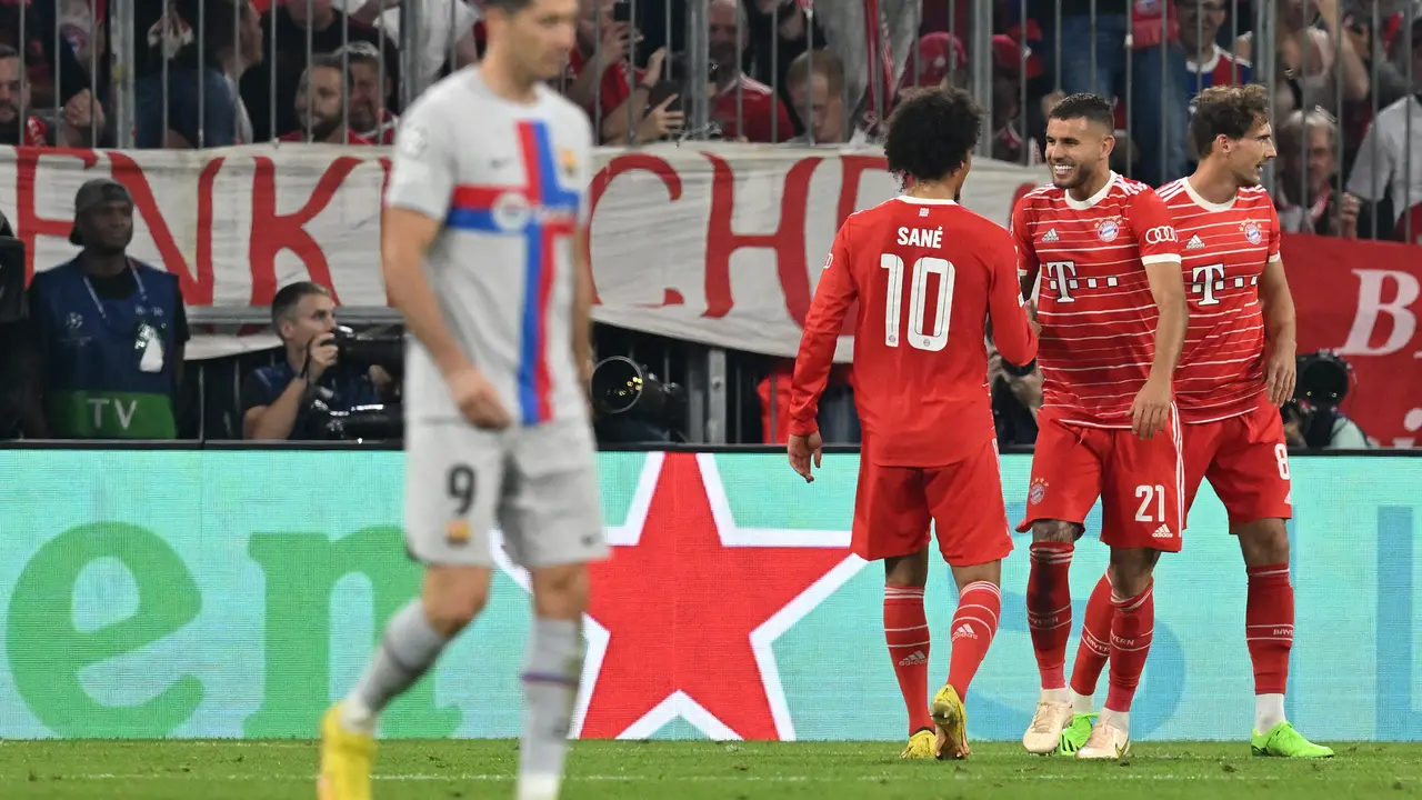Selebrasi pemain Bayern Munchen saat mengalahkan Barcelona di Liga Champions 2022/2023