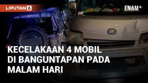 VIDEO: Kecelakaan 4 Mobil di Jl. Ahmad Yani Banguntapan pada Malam Hari