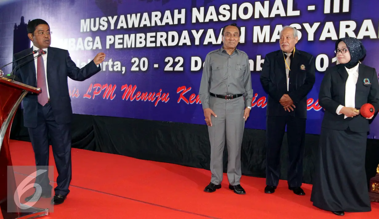 Munas III LPM mengangkat tema "Peran Strategis LPM Menuju Kemandirian Desa dan Kelurahan" ini berlangsung hingga 22 Desember mendatang Jakarta, Selasa (20/12). (Liputan6.com/Johan Tallo)