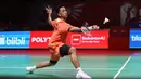 Tunggal putra Indonesia, Alwi Farhan, melawan wakil India, Lakhsya Sen, di Istora Senayan, Selasa (2/6/2026). Alwi Farhan menang dengan skor 21-19, 21-16. (Bola.com/M Iqbal Ichsan)