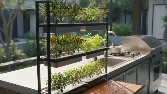 Ide Model Kebun Sayur Mini di Dapur Luar Memakai Rak Besi Slim. Gemini