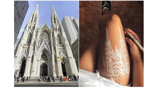 Gereja Katedral St. Patrick merupakan bangunan yang sulit digambar karena memiliki detail yang rumit, namun ia dapat menggambar dengan baik.