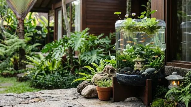 Cara Menyulap Galon Bekas Menjadi Kolam Mini Bergaya Jepang