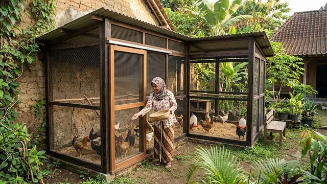 Desain Kandang Ayam Kampung dengan Sistem Pintu Geser