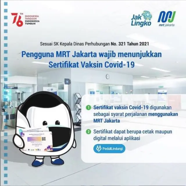 Penumpang MRT Wajib Tunjukkan Sertifikat Vaksin Covid-19, Kecuali…
