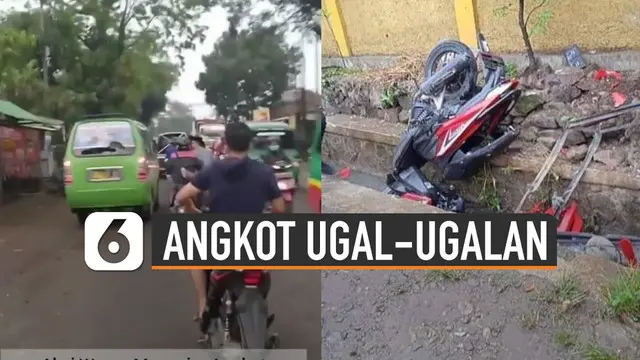 Beredar video aksi ugal ugalan sopir angkot tabrak kendaraan bermotor dan sebuah warung di Jalan Ciparay - Baleendah, Jawa Barat.