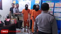 Ketiga tersangka belajar menanam ganja dari internet, hingga akhirnya ditangkap petugas unit Reskrim Polsek Dau. (Times Indonesia/M Dhani Rahman)