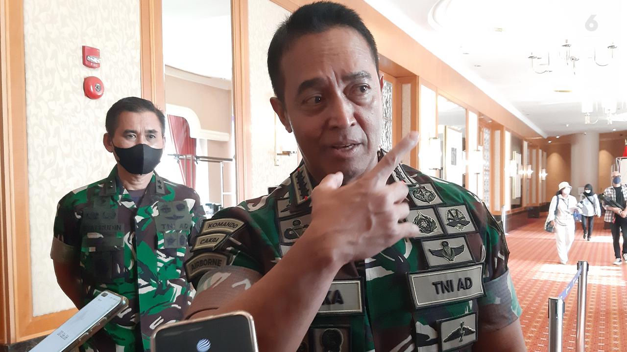Jenderai TNI Andika Perkasa usai konferensi pers bersama Pertemuan dengan Laksamana John C. Aquilino, Komandan dari Komando Indo-Pasifik AS