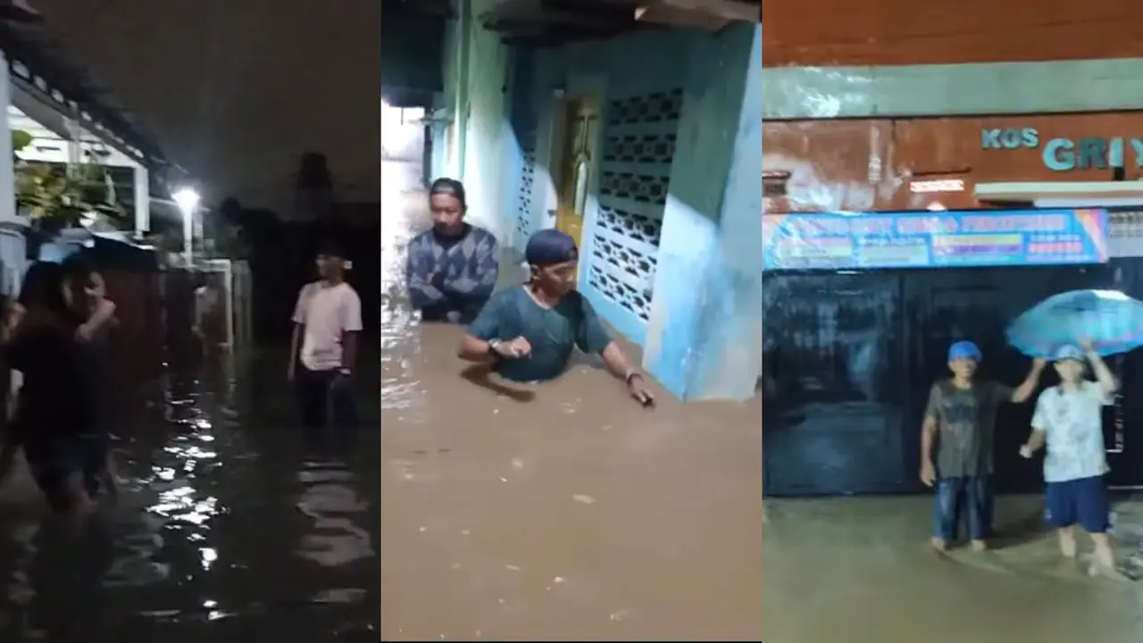 Diguyur hujan sejak Jumat malam (21/2/2025) sejumlah kecamatan di Bandar Lampung terendam banjir. Foto : (Istimewa).