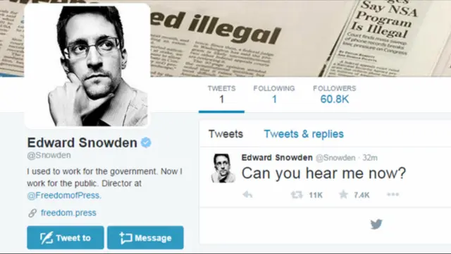 Dalam 9 Jam, Twitter Edward Snowden Ciduk 710 Ribu Follower
