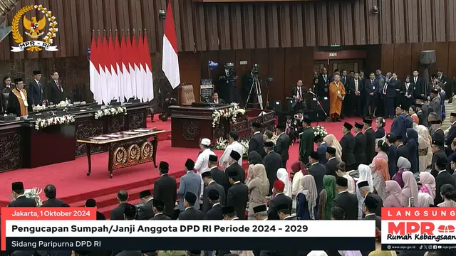 Pelantikan dan pembacaan sumpah dan janji anggota DPD periode 2024-2029, Selasa (1/10/2024)