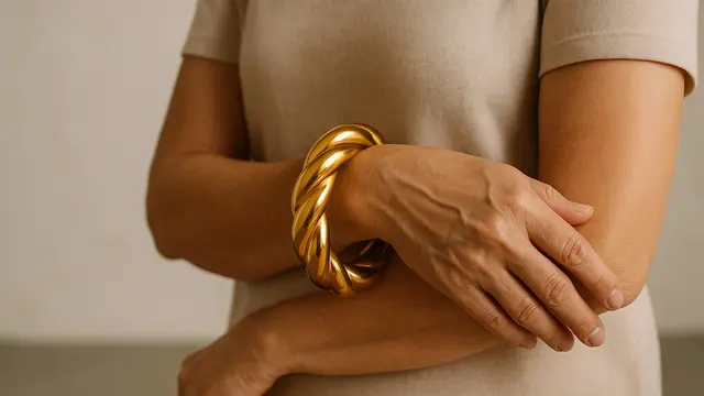 Model Gelang Emas Besar untuk Ibu-Ibu 50 Tahun/ Ilustrasi gambar oleh AI