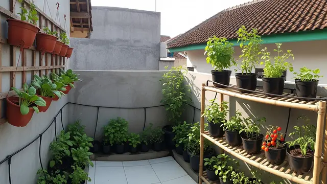 Ide Kebun Mini di Rumah dengan Sistem Irigasi Tetes Balkon Teras