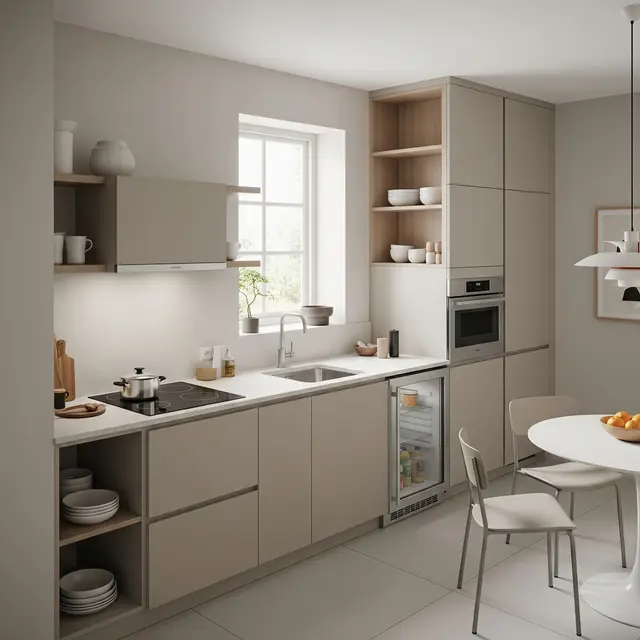 Warna Cat Dinding di Dapur Sempit Agar Terlihat Cerah (Gemini AI)