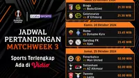 Jadwal dan Link Live Streaming Pertandingan Liga Europa 2024/25 Matchweek 3 Pekan Ini di Vidio