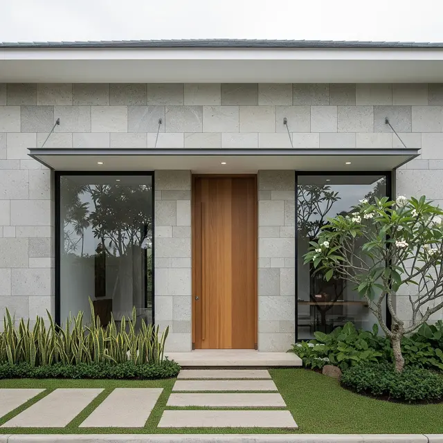 Model Depan Rumah Minimalis Batu Alam