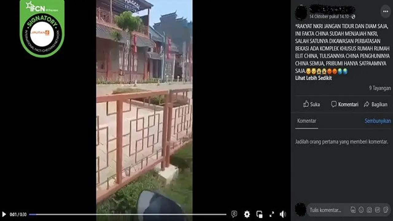 Gambar Tangkapan Layar Video yang Diklaim Lokasi Perumahan Elit Khusus Warga China (sumber: Facebook).