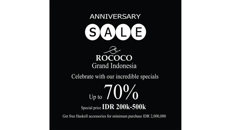 Rococo Gelar Anniversary Sale, Diskon Hingga 70 Persen