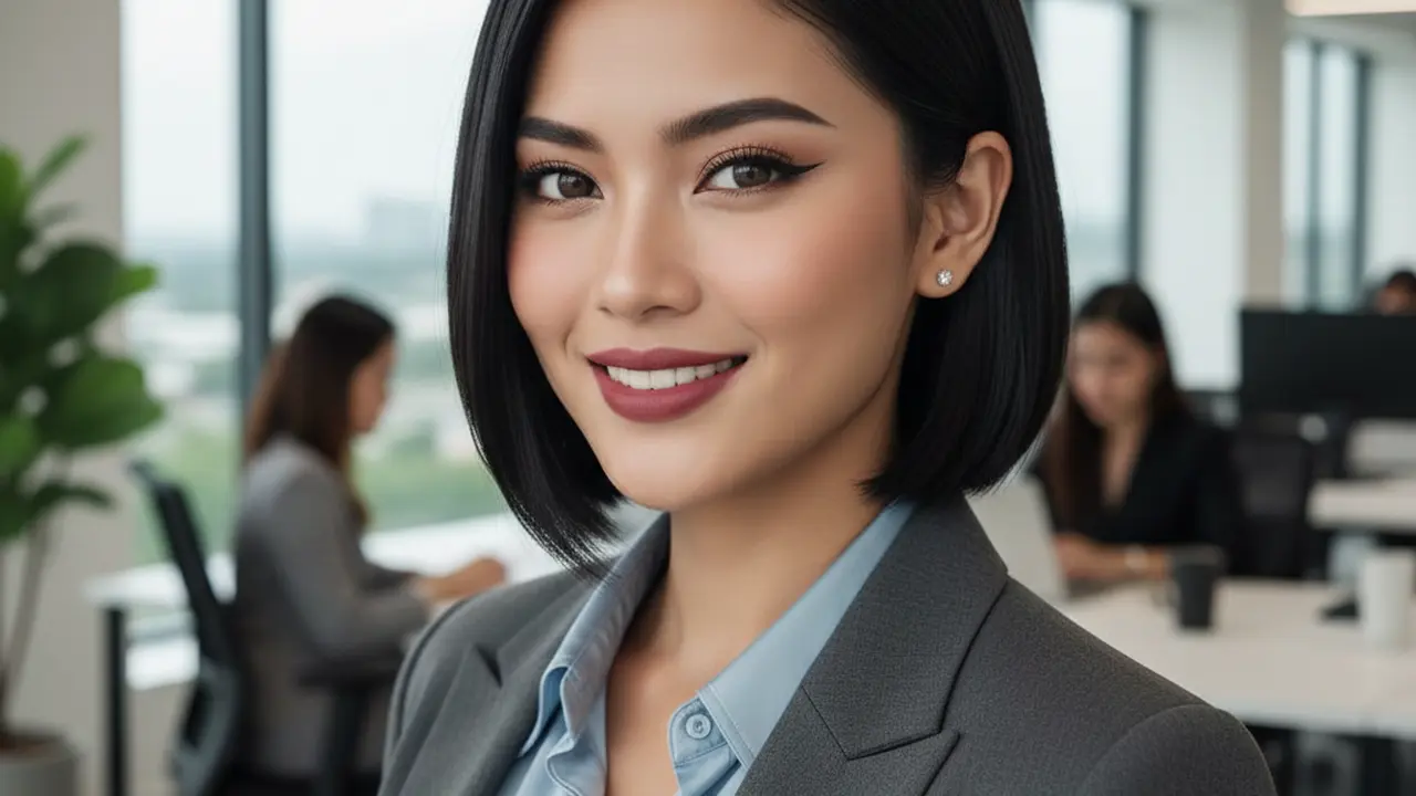 Gaya Rambut A-Line Bob Super Rapi