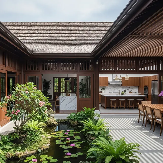 Desain Rumah Kampung 1 Lantai dengan Dapur Luas di Belakang (Gemini AI)