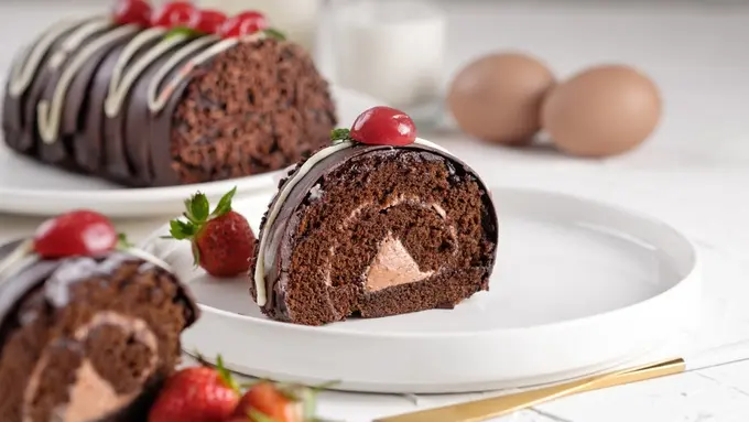 roll cake coklat double chocolate roti bolu gulung