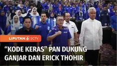 Sinyal dukungan Partai Amanat Nasional dalam pilpres makin mengerucut. Di Rakornas Pemenangan Pemilu 2024, Ketua Umum PAN, Zulkifli Hasan memberikan kode keras mendukung Ganjar Pranowo disandingkan dengan Menteri BUMN Erick Thohir.