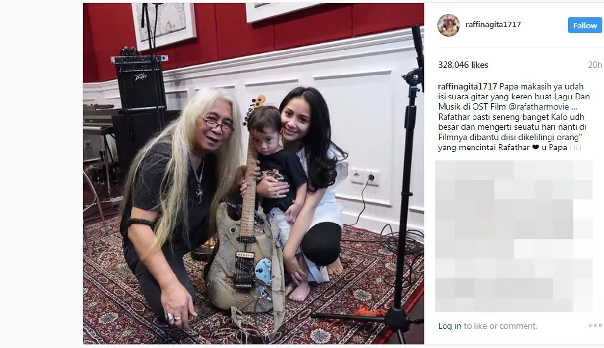 Nagita Slavina bersama Rafathar dan sang ayah, Gideon Tengker. (Instagram/raffinagita1717)