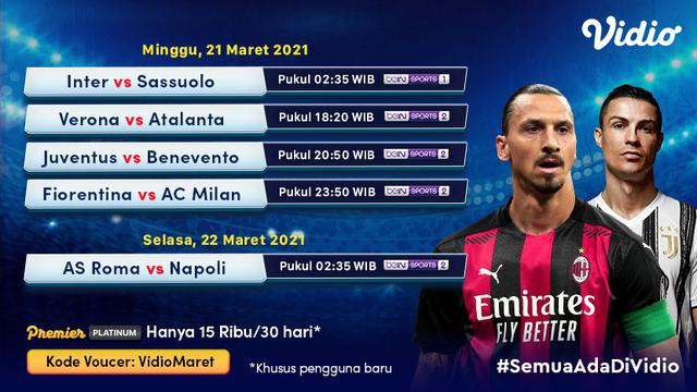 Jadwal Serie A pekan ke-28 di Vidio