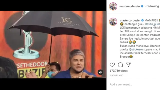 Deddy Corbuzier - Ivan Gunawan (Foto: Instagram/@mastercorbuzier)