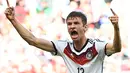 Gelandang Timnas Jerman, Thomas Mueller, menjadi pemain pertama yang mencetak hattrick di Piala Dunia 2014, (16/6/2014). (REUTERS/Dylan Martinez)
