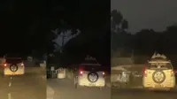 Penampakan putih di atas kap mobil bak kuntilanak. (Sumber: Instagram/undercover)