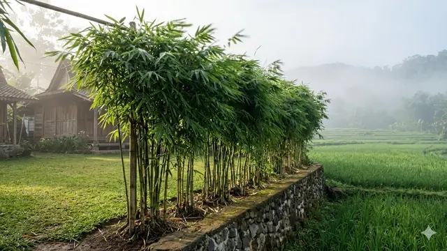Ide Pagar Bambu Alami yang Bikin Rumah Terlihat Hangat. AI