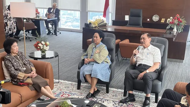 Luhut Binsar Pandjaitan dalam perayaan 25 tahun Yayasan Del di Sopo Del Tower, Senin (28/9/2026). (Liputan6.com/Christian)