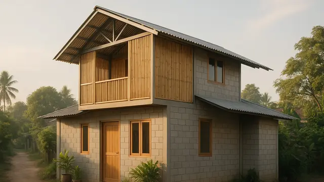 Rumah Sederhana dari Bambu dan Batako