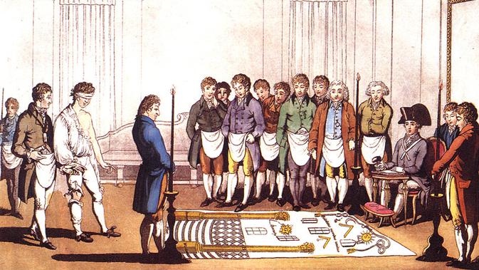 Inisiasi Freemasonry di Paris circa 1745 (Wikimedia Commons, Public Domain)