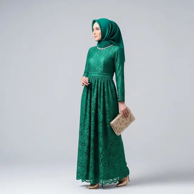 Gamis Brokat Warna Bold